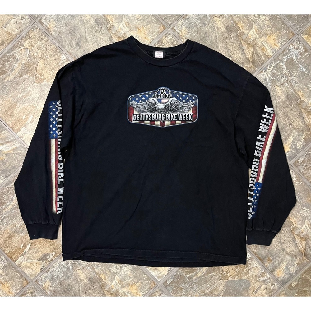 Hot Leathers Gettysburg Bike Week 2017 Shirt Men 2XL Black Long Sleeve